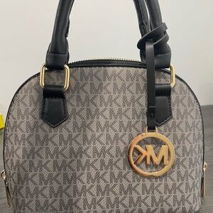 Michael Kors Black and Gray Monogram Satchel